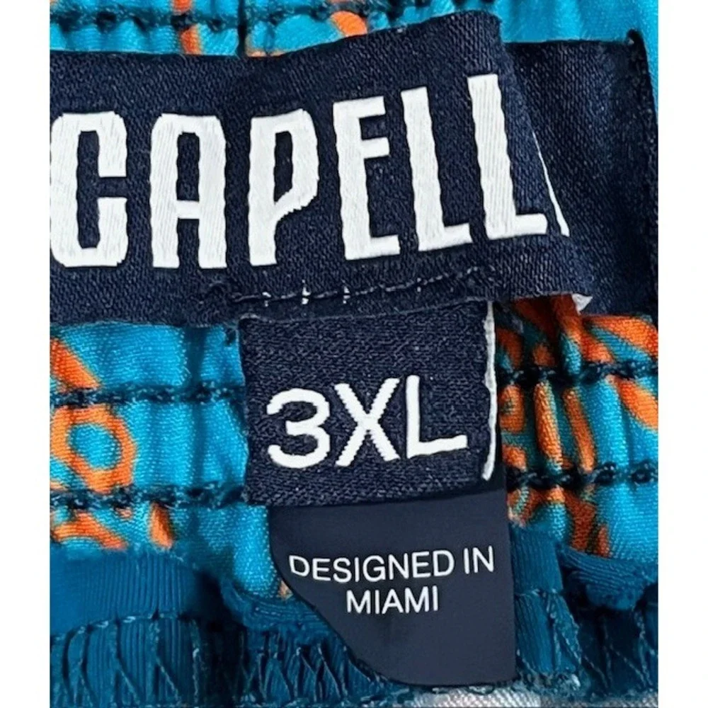 Capelle Swim Trunks Men's 3XL Pineapples Blue Orange Shorts-custom unlined EUC‎
